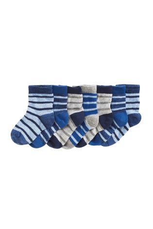 Blue Stripe Socks Seven Pack (Younger Boys)
